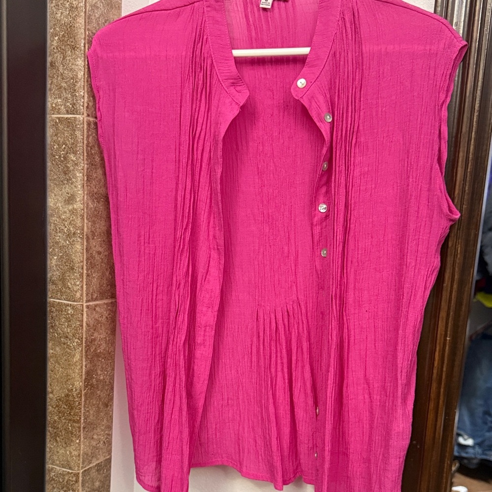 Nanette Lepore Fuchsia Button-Down Blouse